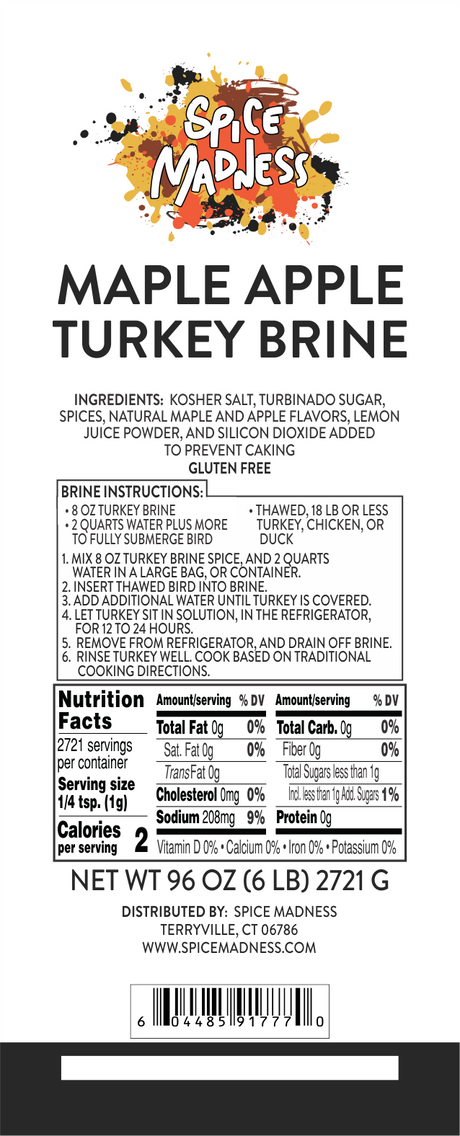 Turkey Brine, Maple Apple