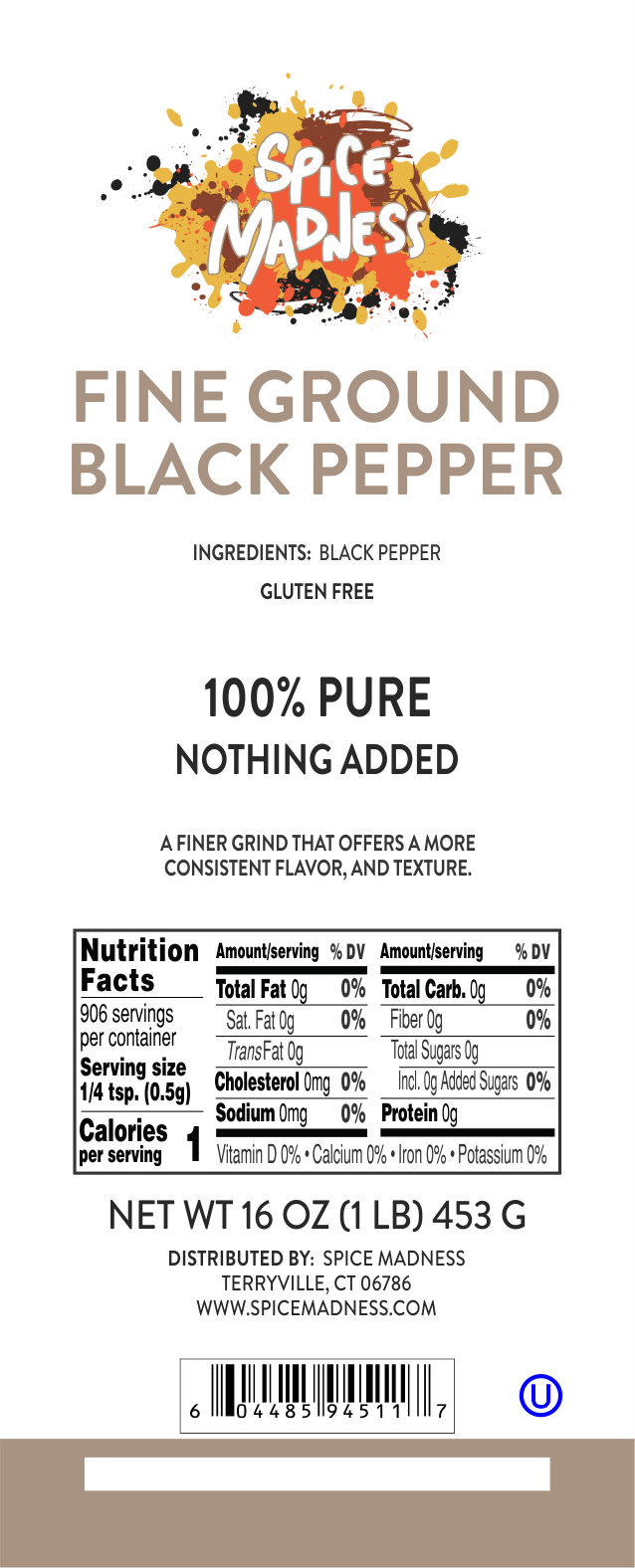 Black Pepper, Fine Ground